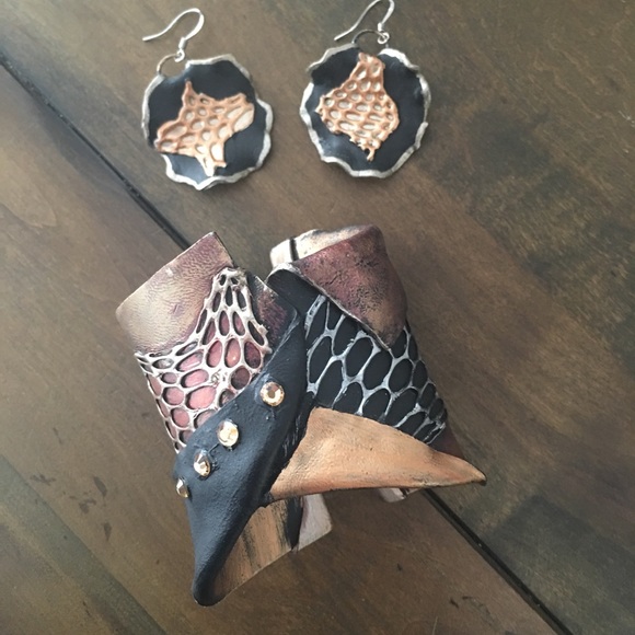 Jewelry - Handmade cuff and earrings